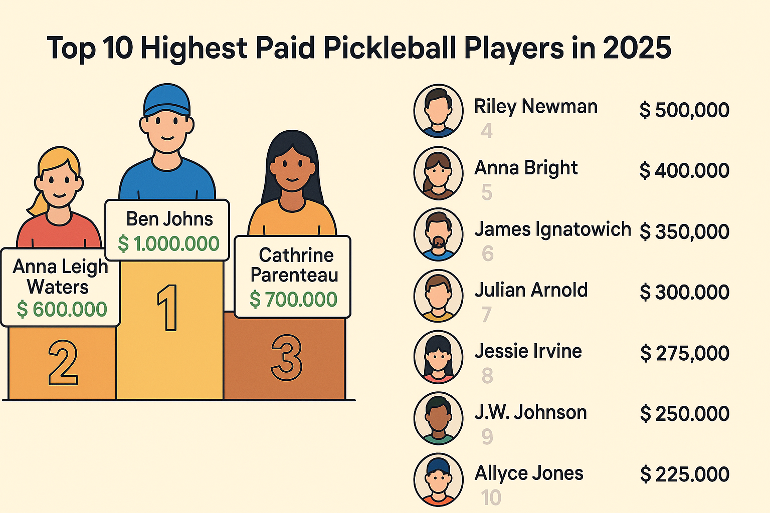 Best Pro Pickleball Players to Follow in 2025, Highest Paid Pickleball